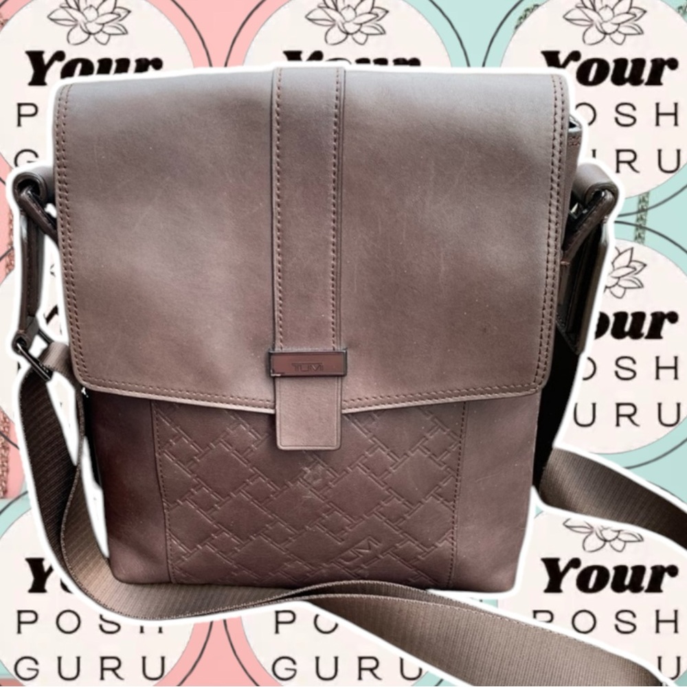 🎁NWOT🎁 TUMI Leather Crossbody Messenger Travel Brown Bag